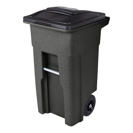 Toter 32 Gal. Blackstone Trash Can with Quiet Wheels and Attached Black Lid ANA32